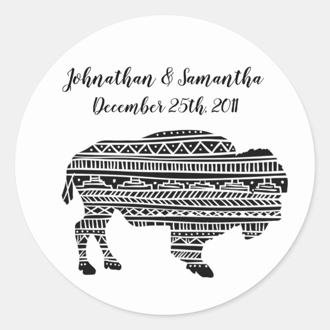 Stickers 6 - 3" Favoriser Boho Buffalo Motif triba (Devant)
