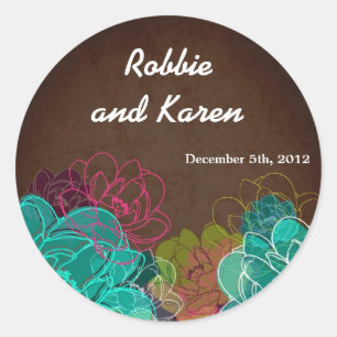 Stickers 6 - 3" Favoriser Neon Spring Floral Flowe