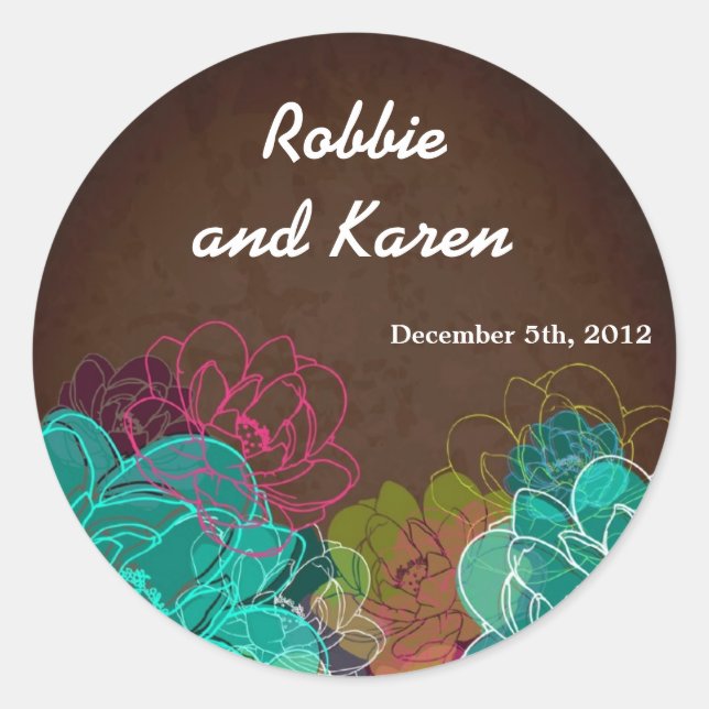 Stickers 6 - 3" Favoriser Neon Spring Floral Flowe (Devant)