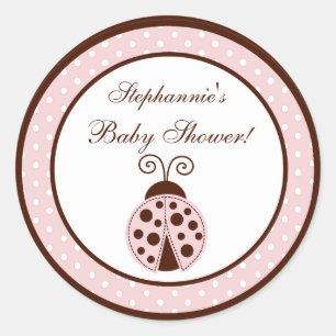 Stickers 6 - 3" Favoriser Pink Ladybug