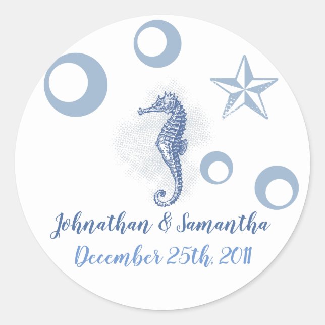 Stickers 6 - 3" Favoriser Seahorse Sea Ocean Beach (Devant)