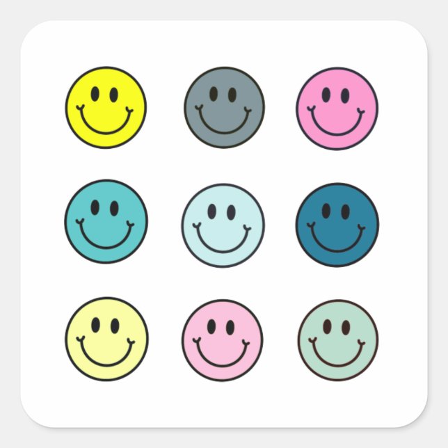 Stickers 9-Pack Pastel Pink Blue Green 90s (Devant)