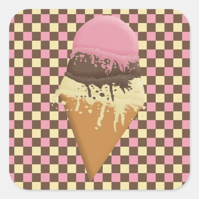 Stickers à cône de crème glacée triple-écossais (Devant)