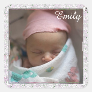 Stickers à contour rose pour bébé personnalisée