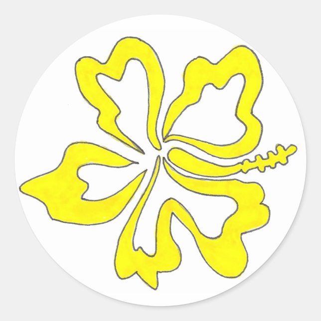 Stickers à fleurs d'Hibiscus Tropical Jaune (Devant)
