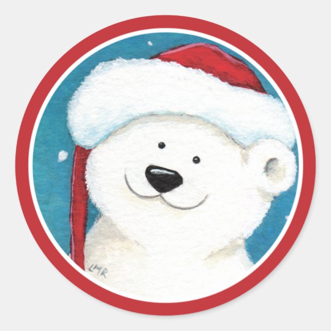 Stickers à l'enveloppe de l'ours polaire de Noël (Devant)