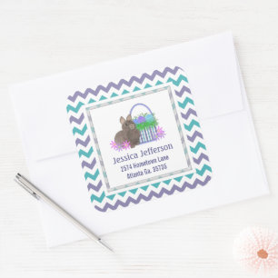 Stickers Adresse Pâques Bunny Et Panier