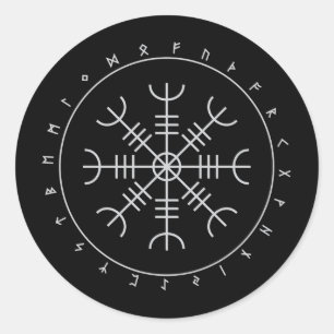Stickers Aegishjalmr Runes (Round)