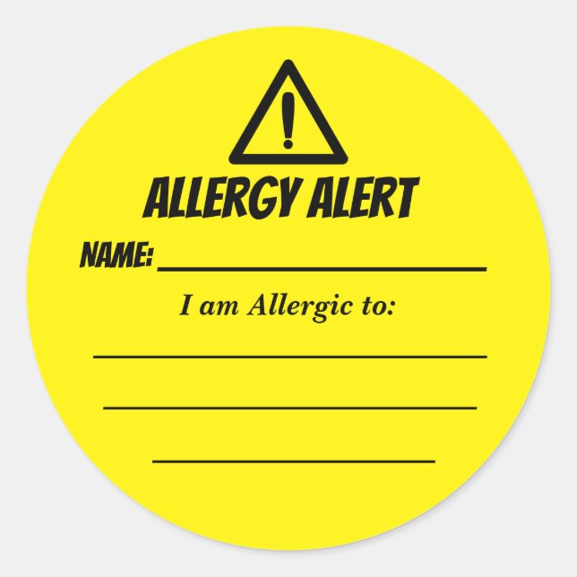 Stickers Alerte allergique pour garderie, école du (Devant)