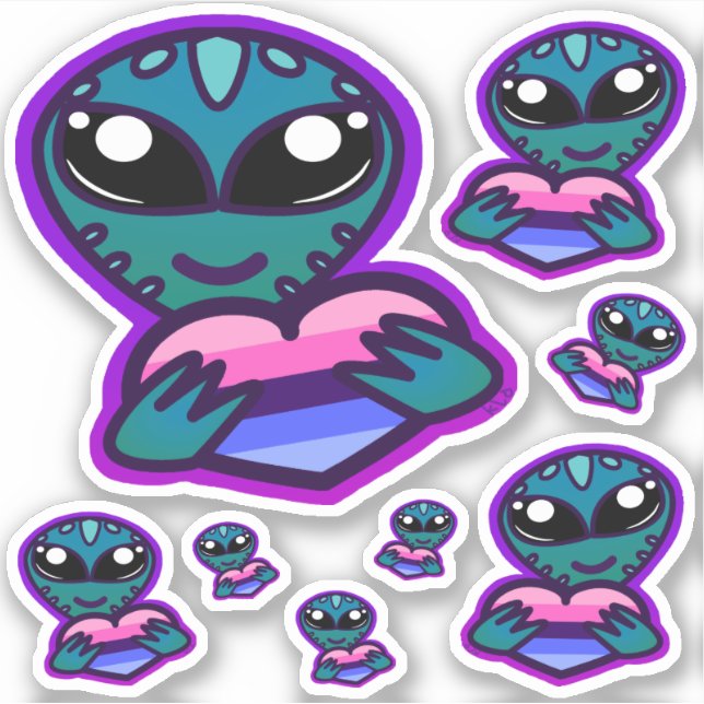 Stickers Aliens omnisexuels et fiers (Devant)