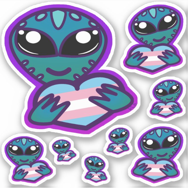 Stickers Aliens trans et fiers (Devant)