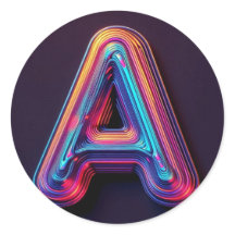 Stickers Alphabet Neon Glow - Lettre A Vibrant 3D