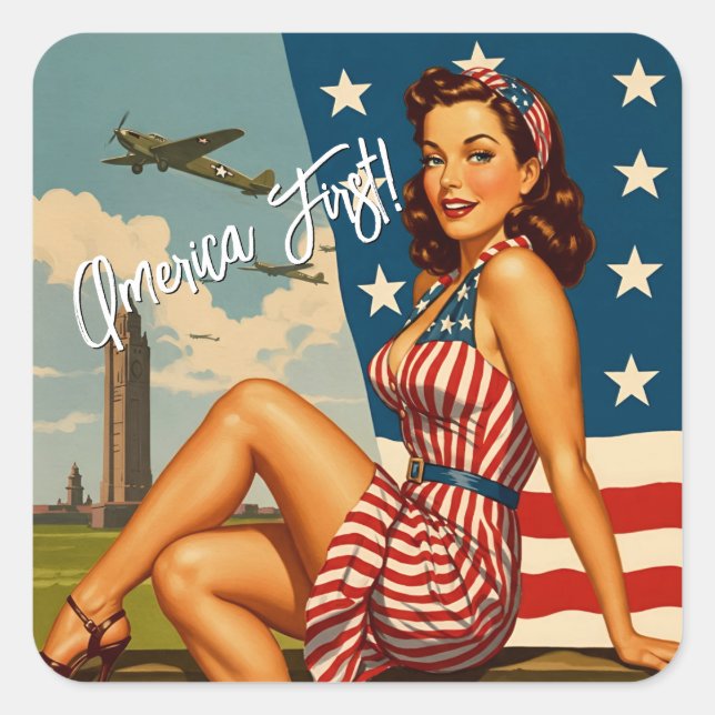 Stickers America First Pin Up (Devant)