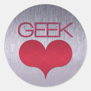 Stickers Amour geek (Coeur), Rose foncé