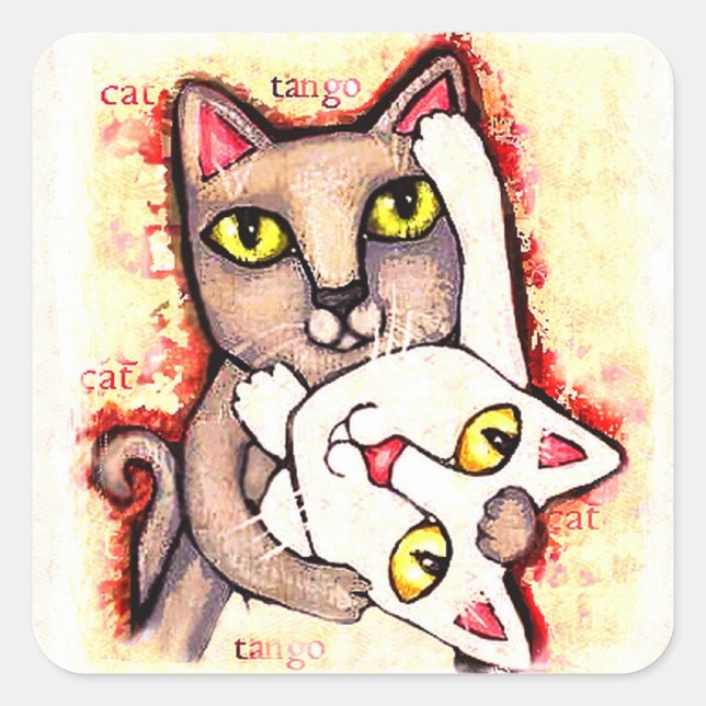 Stickers Amoureux des chats Cute Tango Dance Cats  (Devant)