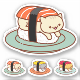 Stickers amusants - SUSHI CATS - SAUMON