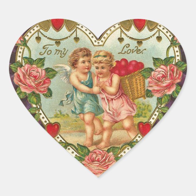Stickers Angel Valentine vintage (Devant)