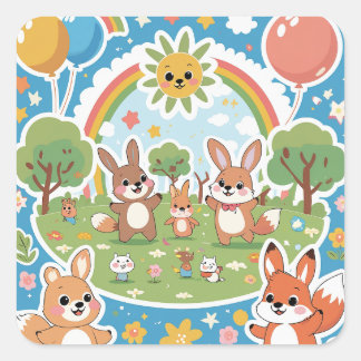 Stickers animaux mignons pour enfants - Zoo de des