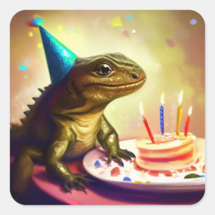 Stickers Anniversaire avec Lizard et Gâteau