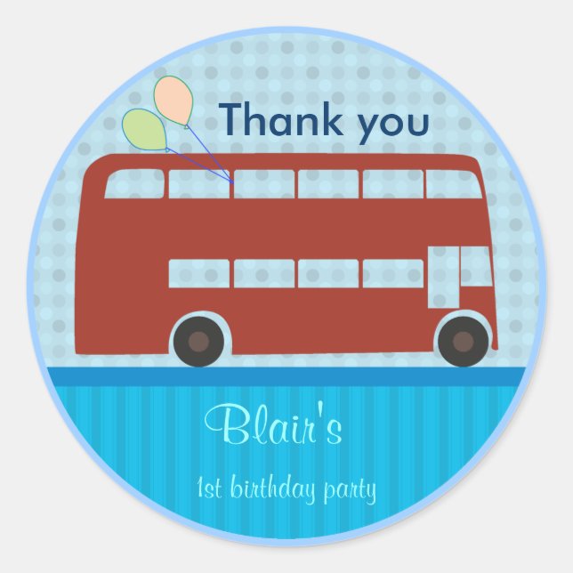 Stickers Anniversaire : Bus de Londres (Devant)