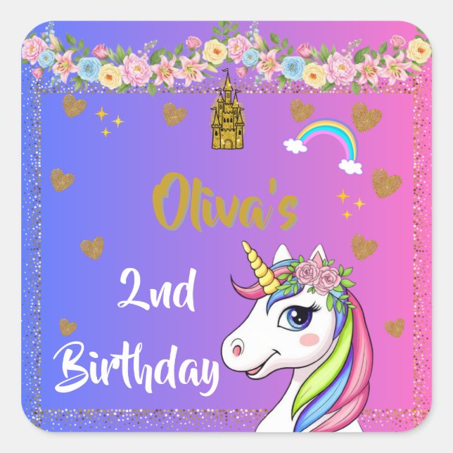 Stickers Anniversaire de la licorne | Rainbow Unic (Devant)