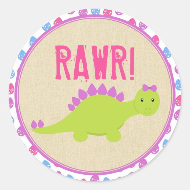 Stickers Anniversaire Dinosaure fille Dinosaures r (Devant)