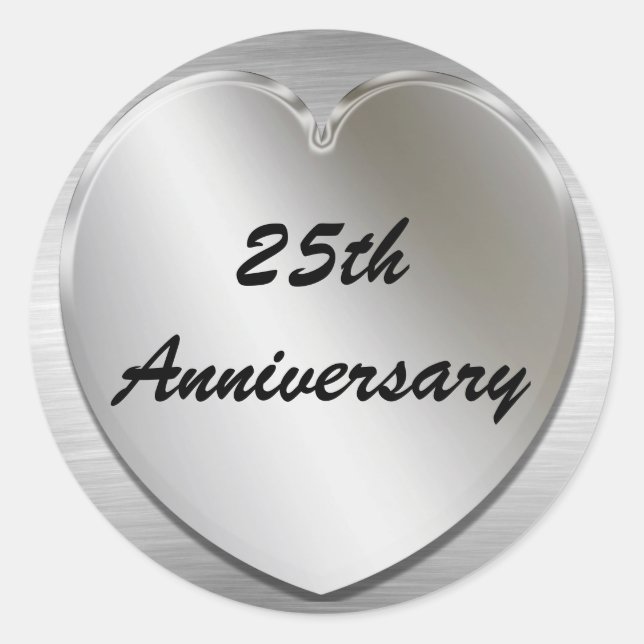 Stickers Anniversaire en argent du coeur (Devant)