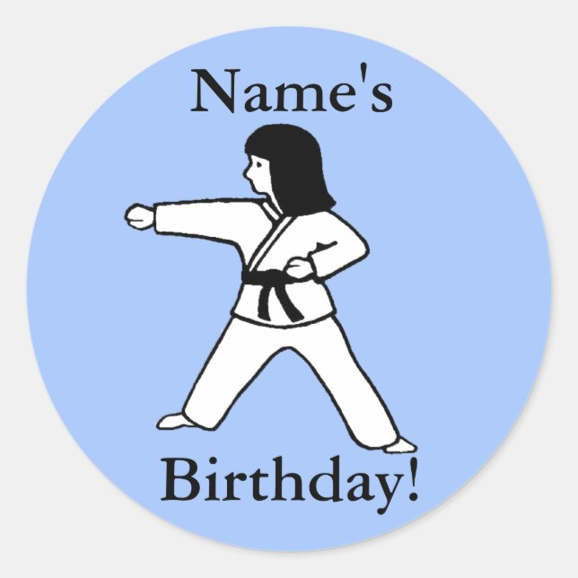 Stickers Anniversaire Fille des Arts Martiaux (Devant)