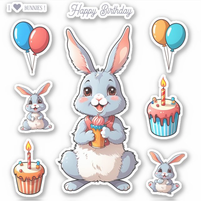 Stickers Anniversaire Joli Bunnie (Devant)