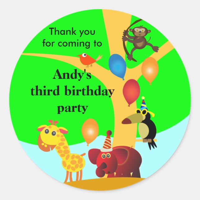 stickers Anniversaire : Jungle Party (Devant)