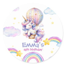 Stickers Anniversaire Magique Unicorn Hot Air Ball