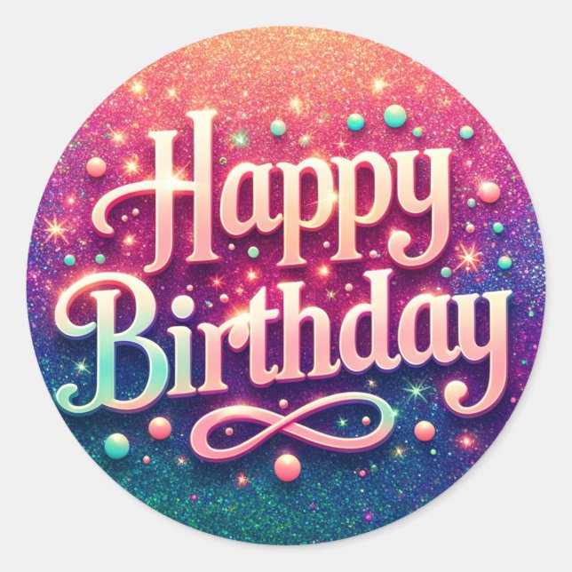 stickers Anniversaire - thème rose étincelant (Devant)