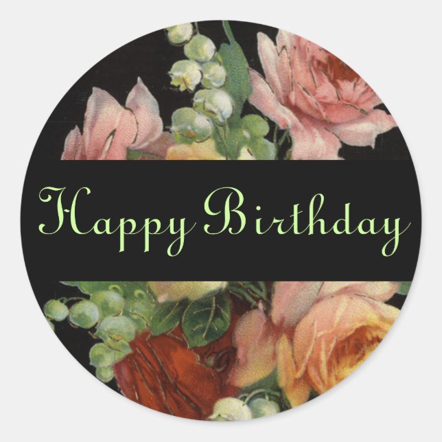 Stickers Anniversaire Vintage Rose (Devant)