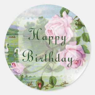 Stickers Anniversaire Vintage Rose
