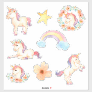 Stickers Aquarelle Unicorne