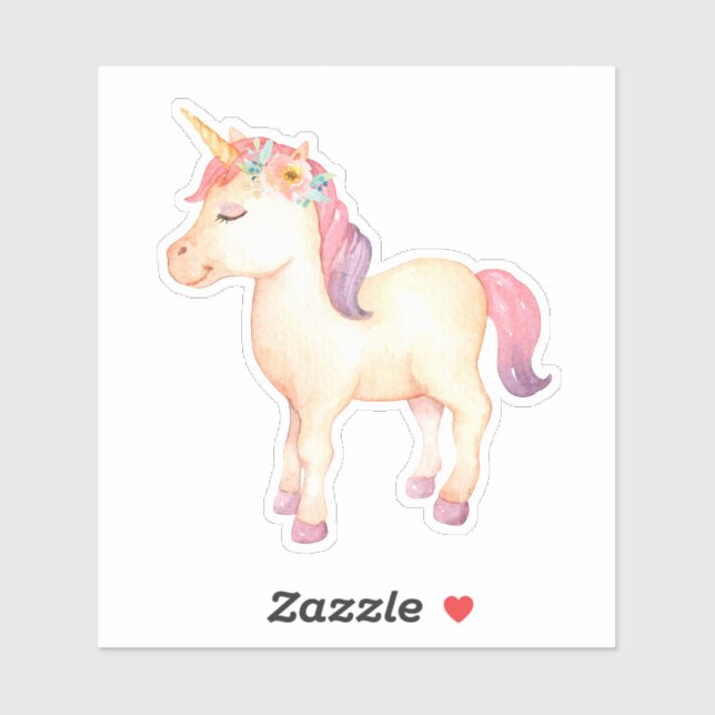 Stickers Aquarelle Unicorne (Feuille)
