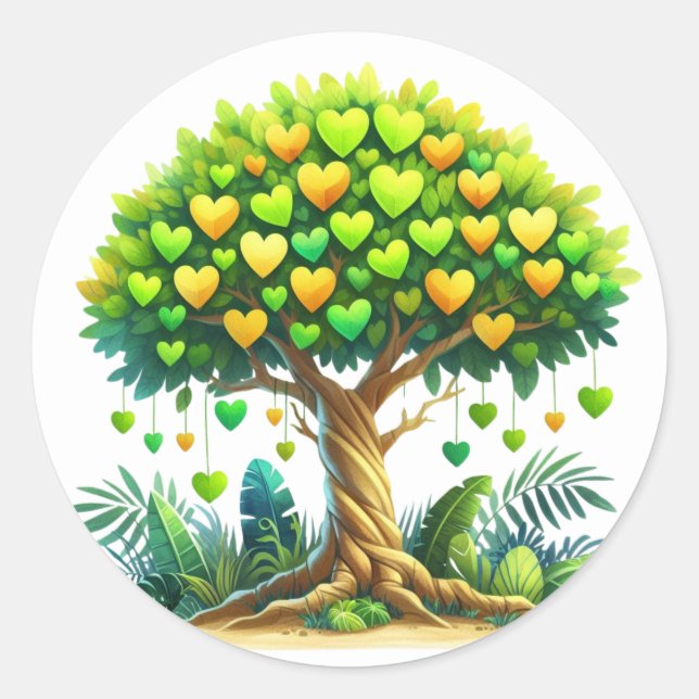 Stickers Arbre en forme de coeur vert (Devant)