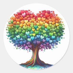 Stickers Arbre multicolore en forme de coeur