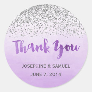 Stickers Argent et Purple Aquarelle Rond