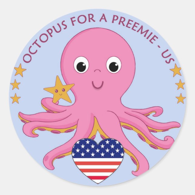 Stickers Arrondi Octopus Pour Un Préemie US (Devant)