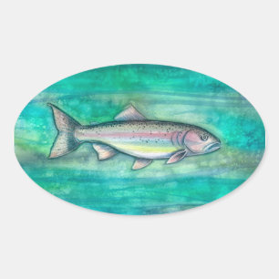 Stickers Art Aquarelle de truite arc-en-ciel