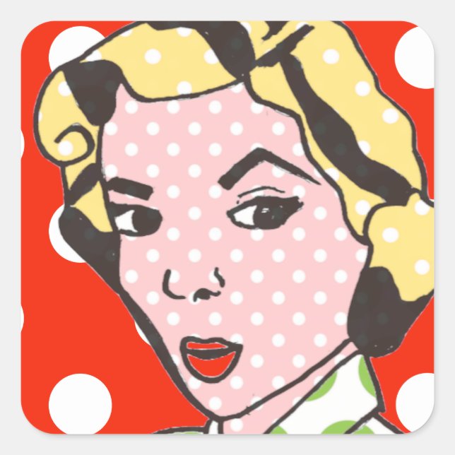 Stickers Art Pop Retro Lady (Devant)