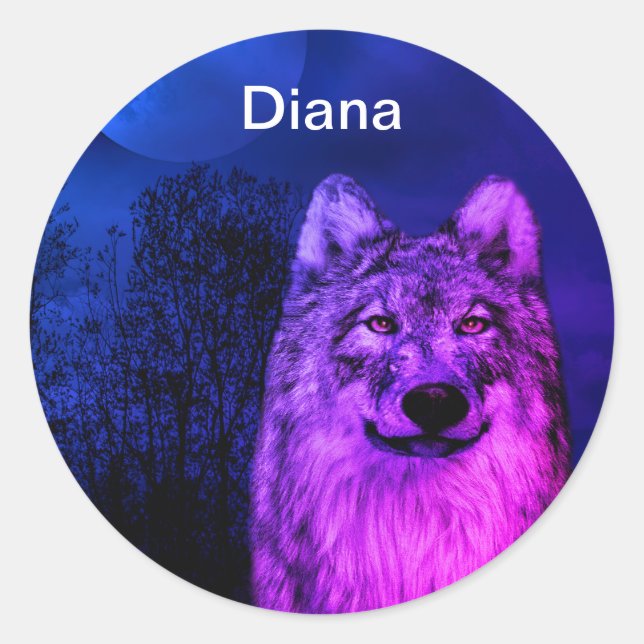 Stickers avec loup gris et blanc (Devant)