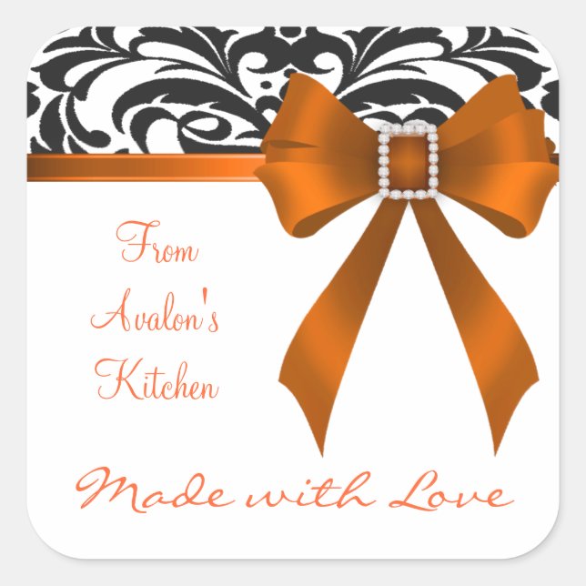 Stickers B&W Brocade Orange Bow (Devant)