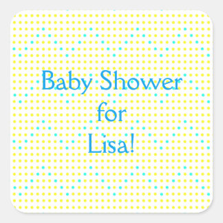 Stickers Baby shower à points jaunes Aqua Chevron