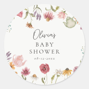 Stickers Baby shower à thé floral