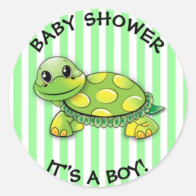 Stickers Baby shower à thème de la Tortue verte (Devant)