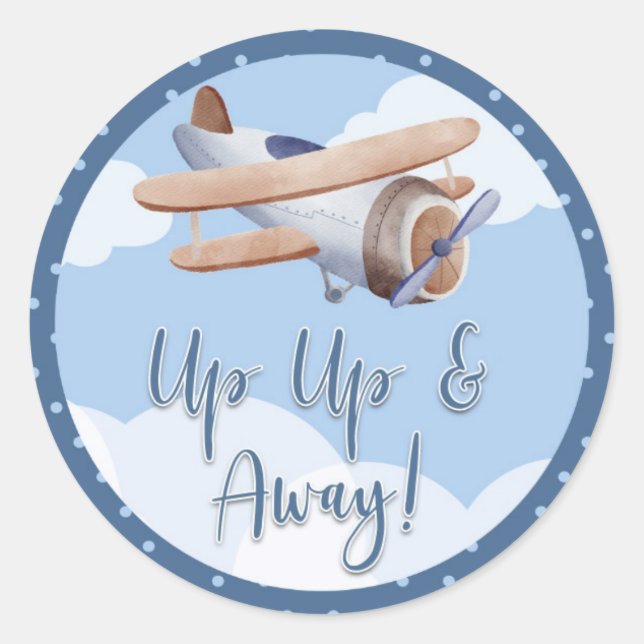 Stickers Baby shower AirplanBlue Nuds vers le haut (Devant)