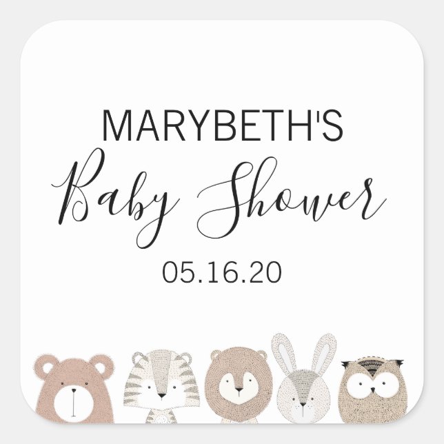 Stickers Baby shower Animaux mignons (Devant)