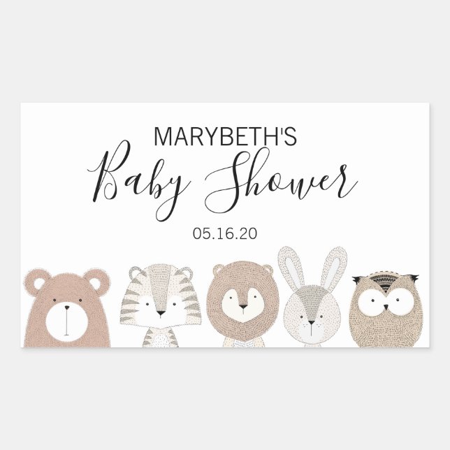 Stickers Baby shower Animaux mignons (Devant)